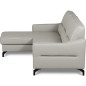 Canapé d'angle convertible en cuir italien luxe 5 places, FARINI, coffre, gris clair, angle gauche