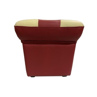 2 Poufs en cuir de luxe - belle qualité - cuir épais - Bordeaux ét écru - VISTA : 1 acheté + 1 offert = 2 poufs