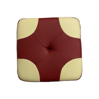 2 Poufs en cuir de luxe - belle qualité - cuir épais - Bordeaux ét écru - VISTA : 1 acheté + 1 offert = 2 poufs