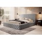 Lit 140x200 capitonné en velours luxe avec coffre, gris, PRIMO