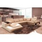 Canapé d'angle en cuir italien 7 places BEST, beige, angle droit