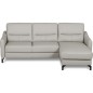 Canapé d'angle convertible en cuir italien luxe 5 places, FARINI, coffre, gris clair, angle droit Canapé d'angle convertible en cuir italien luxe 5 places, FARINI, coffre, gris clair, angle droit