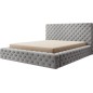 Lit 160x200 capitonné en velours luxe avec coffre, gris, PRIMO