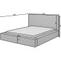 Lit 160x200 capitonné en velours luxe avec coffre, gris, PRIMO