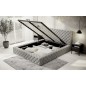 Lit 160x200 capitonné en velours luxe avec coffre, gris, PRIMO