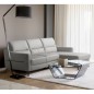 Canapé d'angle convertible en cuir italien luxe 5 places, FARINI, coffre, gris clair, angle droit Canapé d'angle convertible en cuir italien luxe 5 places, FARINI, coffre, gris clair, angle droit