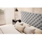Lit 180x200 capitonné en velours luxe avec coffre, gris, PRIMO