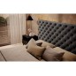 Lit 140x200 capitonné en velours luxe avec coffre, gris foncé, PRIMO