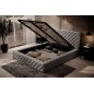 Lit 140x200 capitonné en velours luxe avec coffre, gris foncé, PRIMO