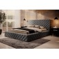 Lit 160x200 capitonné en velours luxe avec coffre, gris foncé, PRIMO