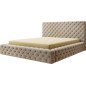 Lit 180x200 capitonné en velours luxe avec coffre, beige, PRIMO