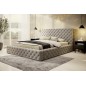 Lit 180x200 capitonné en velours luxe avec coffre, beige, PRIMO