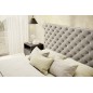 Lit 160x200 capitonné en velours luxe avec coffre, beige, PRIMO