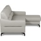 Canapé d'angle convertible en cuir italien luxe 5 places, FARINI, coffre, gris clair, angle droit Canapé d'angle convertible en cuir italien luxe 5 places, FARINI, coffre, gris clair, angle droit