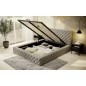 Lit 140x200 capitonné en velours luxe avec coffre, beige, PRIMO