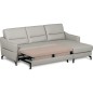 Canapé d'angle convertible en cuir italien luxe 5 places, FARINI, coffre, gris clair, angle droit Canapé d'angle convertible en cuir italien luxe 5 places, FARINI, coffre, gris clair, angle droit
