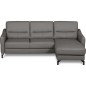 Canapé d'angle convertible en cuir italien luxe 5 places, FARINI, coffre, gris foncé, angle droit Canapé d'angle convertible en cuir italien luxe 5 places, FARINI, coffre, gris foncé, angle droit