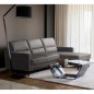 Canapé d'angle convertible en cuir italien luxe 5 places, FARINI, coffre, gris foncé, angle droit Canapé d'angle convertible en cuir italien luxe 5 places, FARINI, coffre, gris foncé, angle droit