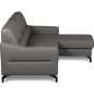 Canapé d'angle convertible en cuir italien luxe 5 places, FARINI, coffre, gris foncé, angle droit Canapé d'angle convertible en cuir italien luxe 5 places, FARINI, coffre, gris foncé, angle droit