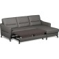 Canapé d'angle convertible en cuir italien luxe 5 places, FARINI, coffre, gris foncé, angle droit Canapé d'angle convertible en cuir italien luxe 5 places, FARINI, coffre, gris foncé, angle droit