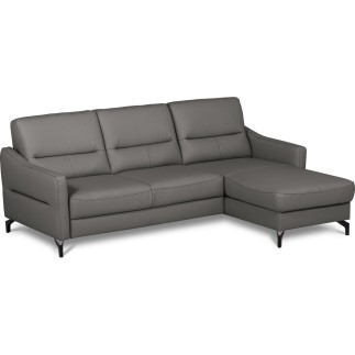 Canapé d'angle convertible en cuir italien luxe 5 places