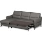 Canapé d'angle convertible en cuir italien luxe 5 places, FARINI, coffre, gris foncé, angle gauche Canapé d'angle convertible en cuir italien luxe 5 places, FARINI, coffre, gris foncé, angle gauche