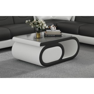 Table basse design LUXIA, blanc et noir