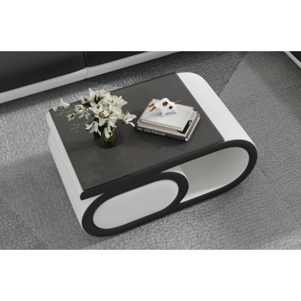 Table basse design LUXIA, blanc et noir