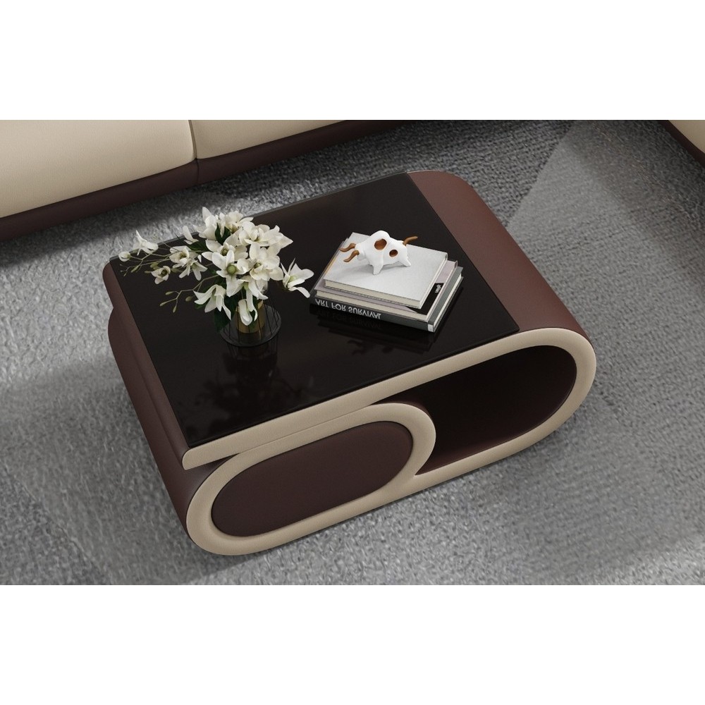 Table basse design LUXIA, chocolat et beige