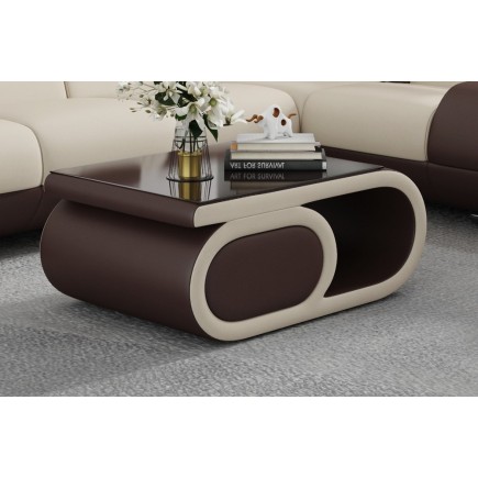 Table basse design LUXIA, chocolat et beige