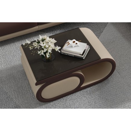 Table basse design LUXIA, beige et chocolat