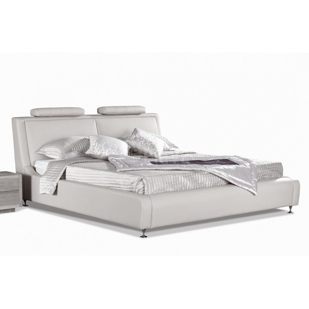 Lit en cuir italien de luxe LIVOURNE 160x200, blanc.