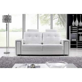 Ensemble de 2 canapés 2 places et d'un fauteuil en cuir Prestige luxe haut de gamme italien MATIGNON, blanc