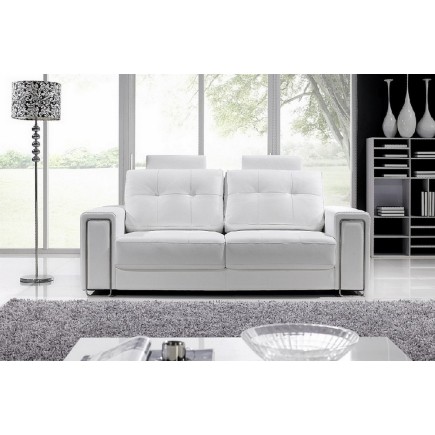 Ensemble de 2 canapés 2 places et d'un fauteuil en cuir Prestige luxe haut de gamme italien MATIGNON, blanc