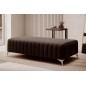 Pouf en tissu velours de qualité, LARIMO, marron foncé