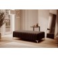 Pouf en tissu velours de qualité, LARIMO, marron foncé