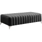 Pouf en tissu velours de qualité, LARIMO, gris foncé