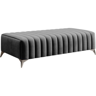 Pouf en tissu velours de qualité, LARIMO, gris clair