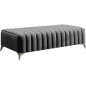 Pouf en tissu velours de qualité, LARIMO, gris clair