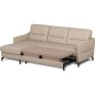 Canapé d'angle convertible en cuir italien luxe 5 places, FARINI, coffre, beige, angle gauche