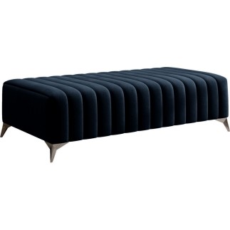 Pouf en tissu velours de qualité, LARIMO, bleu foncé