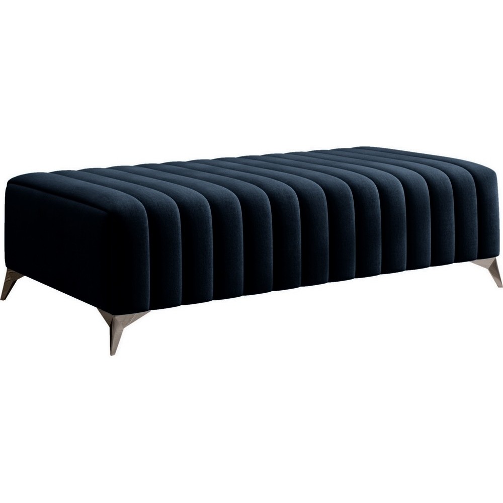 Pouf en tissu velours de qualité, LARIMO, bleu foncé