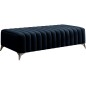 Pouf en tissu velours de qualité, LARIMO, bleu foncé