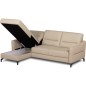 Canapé d'angle convertible en cuir italien luxe 5 places, FARINI, coffre, beige, angle gauche