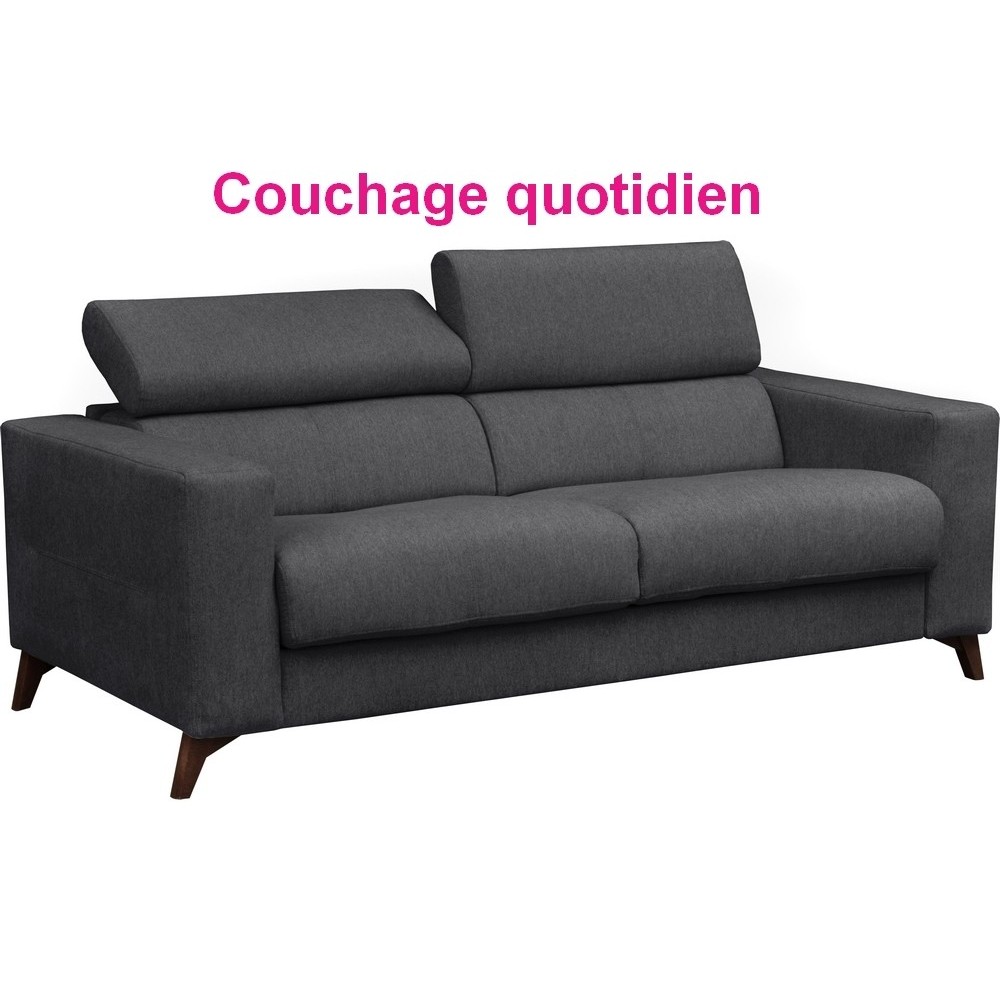 Canapé 3 places convertible en tissu de luxe AVIR, anthracite, Gris anthracite