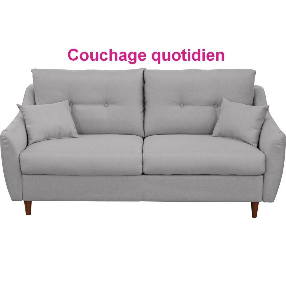 Canapé 3 places convertible en tissu de luxe HANS, gris clair
