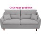 Canapé 3 places convertible en tissu de luxe HANS, gris clair