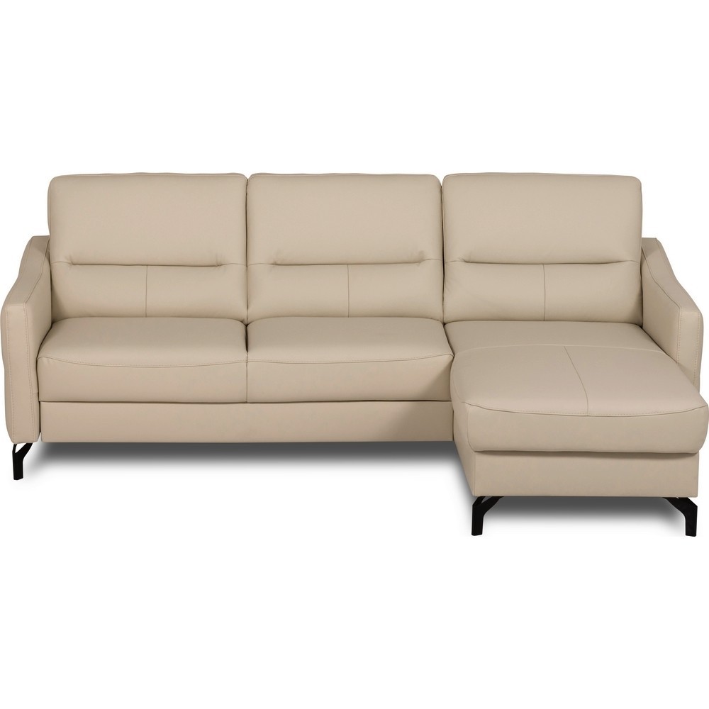 Canapé d'angle convertible en cuir italien luxe 5 places, FARINI, coffre, BEIGE, angle droit Canapé d'angle convertible en cuir italien luxe 5 places, FARINI, coffre, BEIGE, angle droit