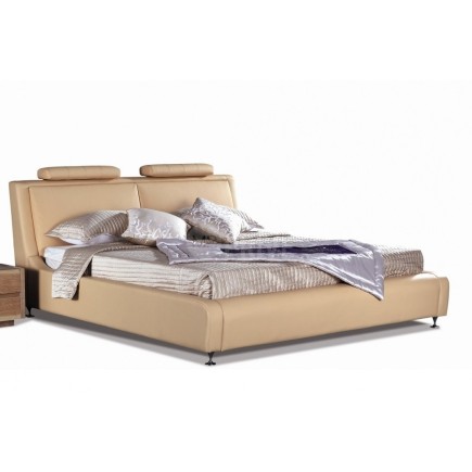 Lit en cuir italien de luxe LIVOURNE 180x200, beige.