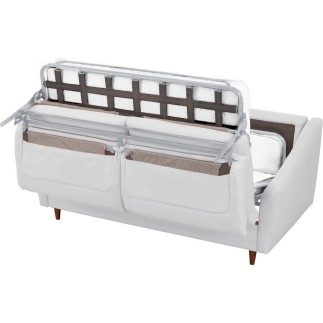 Canapé 3 places convertible en tissu de luxe HANS, blanc
